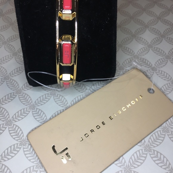 NEW!! Authentic, Brazilian, Jorge Bischoff Coral & Gold Bangle Bracelet - Picture 5 of 7